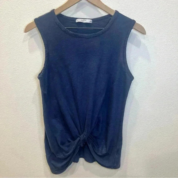 Stateside Women’s Twist Front Cotton Tank Navy Size Small Made in USA - Picture 1 of 8